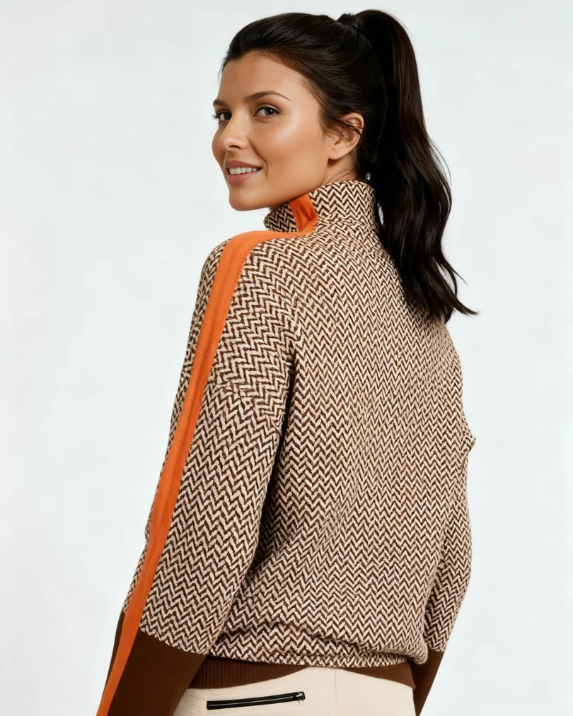 Ana™ | Jersey de cuello alto con llamativas rayas en contraste