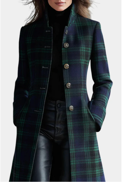 Valentina - ABRIGO RETRO A CUADROS AZUL-VERDE BICOLOR