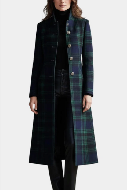 Valentina - ABRIGO RETRO A CUADROS AZUL-VERDE BICOLOR