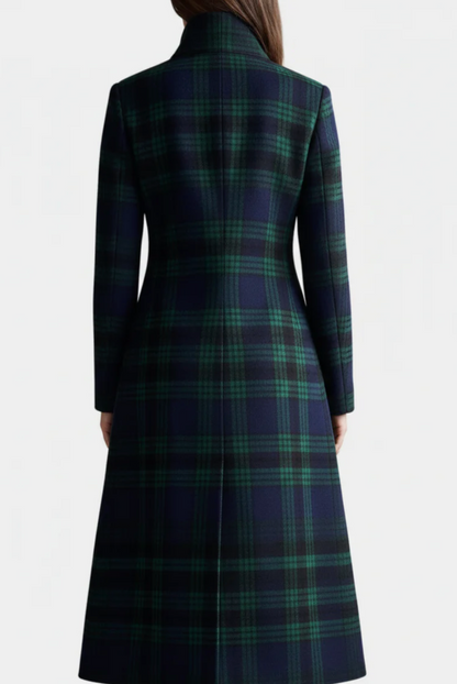 Valentina - ABRIGO RETRO A CUADROS AZUL-VERDE BICOLOR