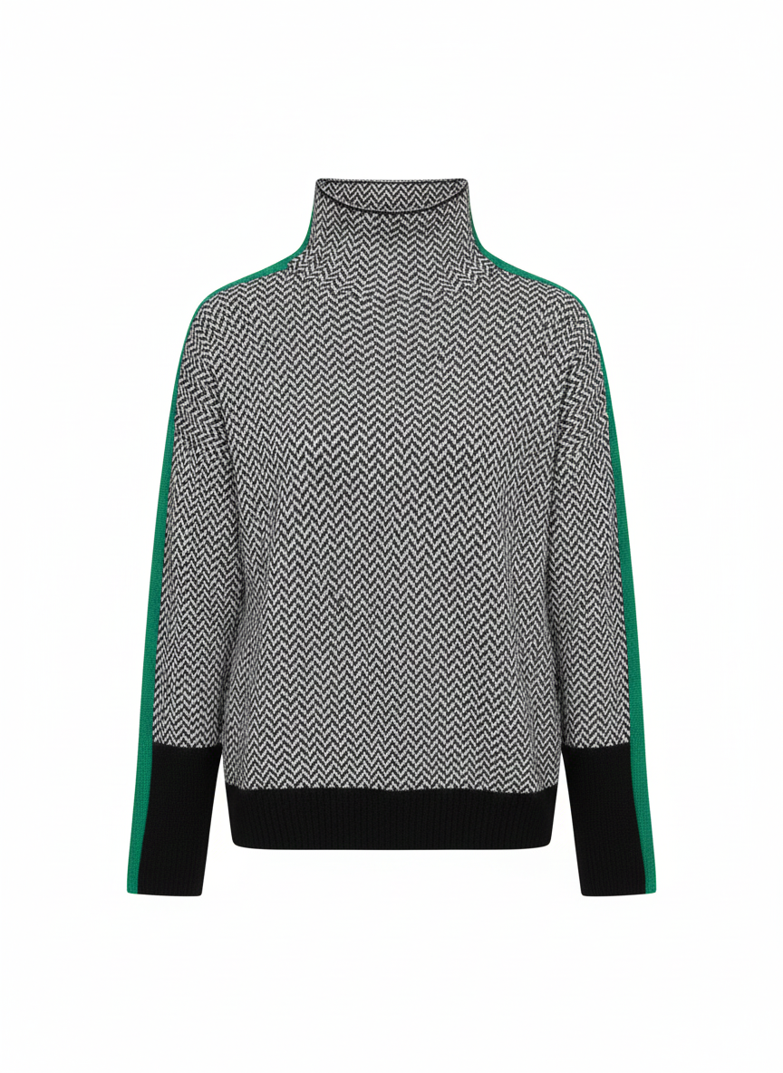 Ana™ | Jersey de cuello alto con llamativas rayas en contraste