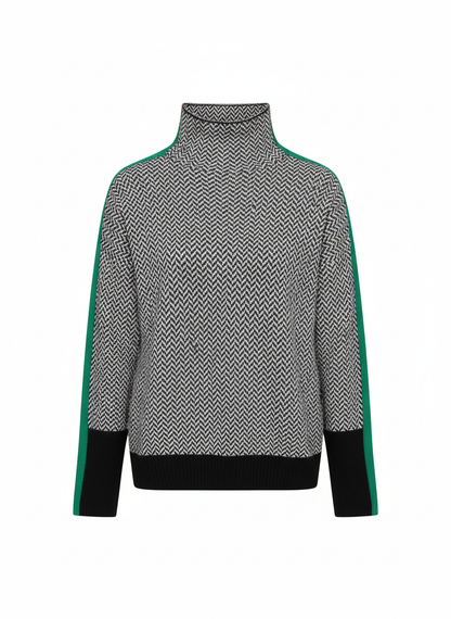 Ana™ | Jersey de cuello alto con llamativas rayas en contraste