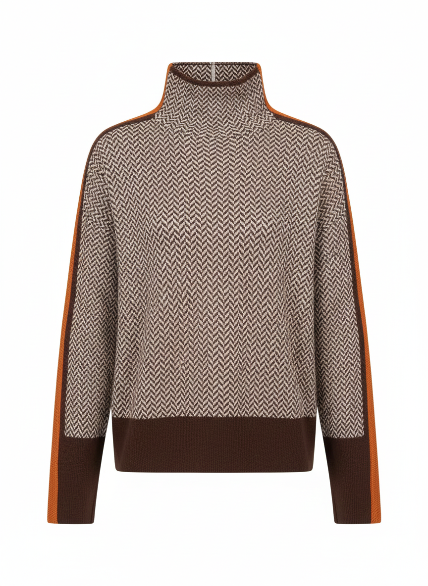 Ana™ | Jersey de cuello alto con llamativas rayas en contraste