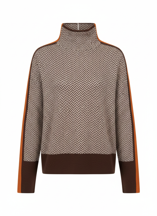 Ana™ | Jersey de cuello alto con llamativas rayas en contraste