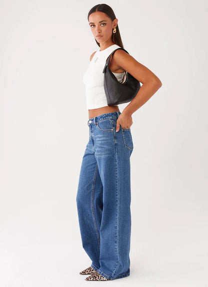 DEVORA™ | Bolso de hombro negro medianoche