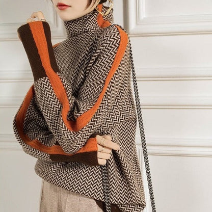 Ana™ | Jersey de cuello alto con llamativas rayas en contraste